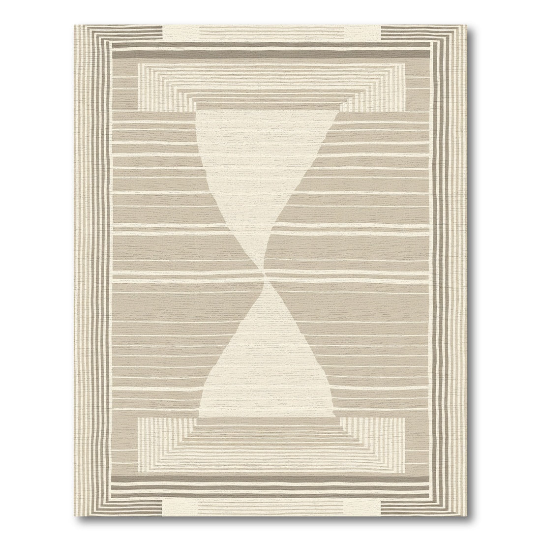 Neutral Taupe Geometric Hourglass Rug