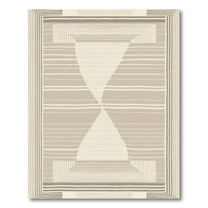 Neutral Taupe Geometric Hourglass Rug