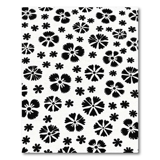 Black White Floral Dispersion Rug