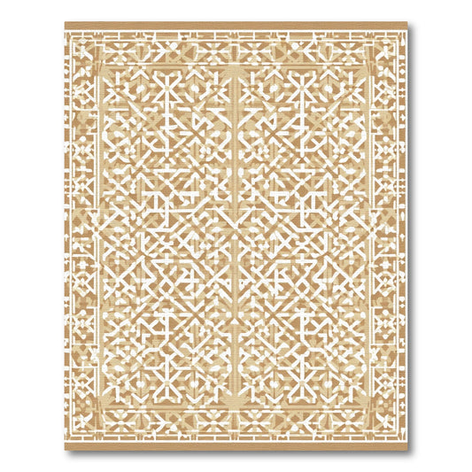 Tannish White Lattice Intricate Rug