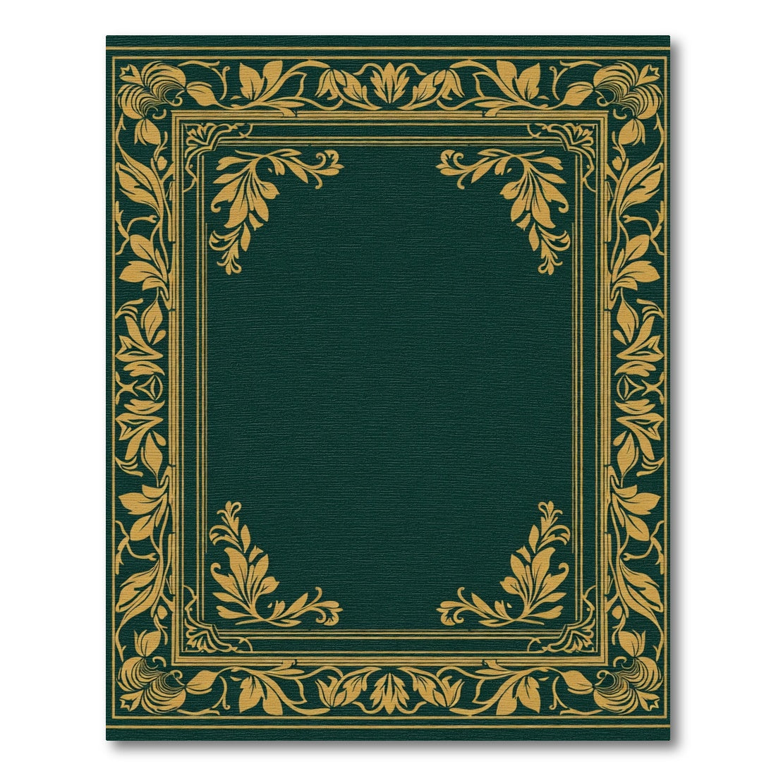 Emerald Gold Leaf Scroll Border Rug
