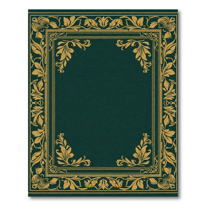 Emerald Gold Leaf Scroll Border Rug
