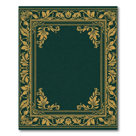 Emerald Gold Leaf Scroll Border Rug