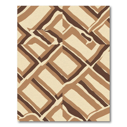 Earthy Geometric Blocks Abstract Landscape Rug
