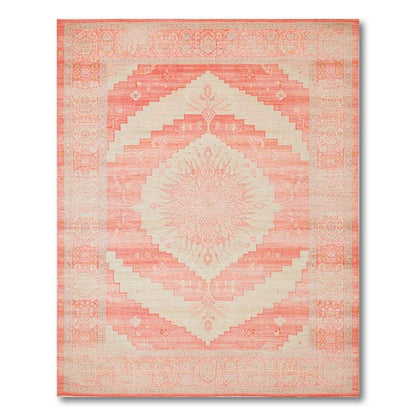 Pink Distressed Vintage Medallion Area Rug