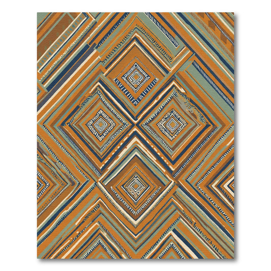 Terracotta Geometric Diamond Bands Rug