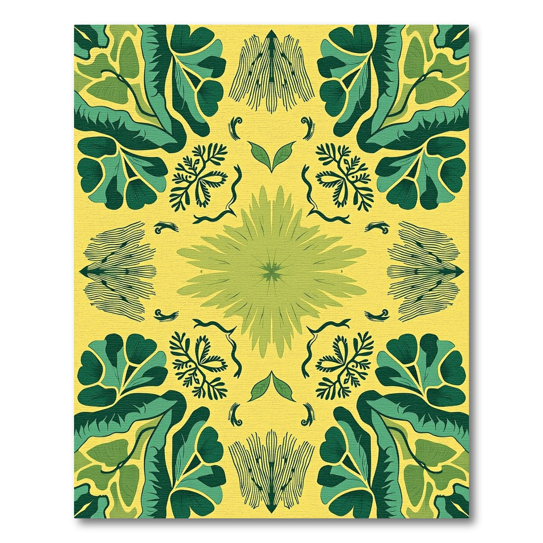 Yellow Green Lush Floral Medallion Rug
