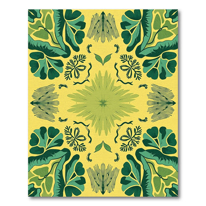 Yellow Green Lush Floral Medallion Rug