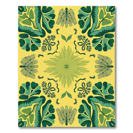 Yellow Green Lush Floral Medallion Rug