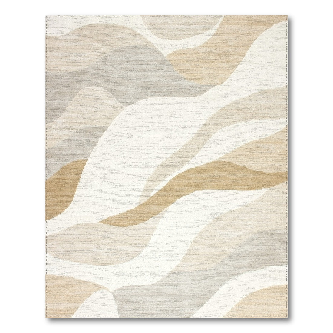 Beige Gray Abstract Wave Rug