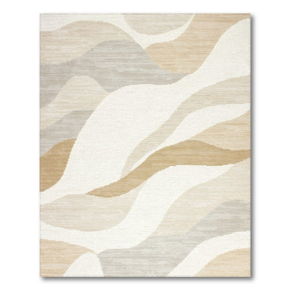 Beige Gray Abstract Wave Rug