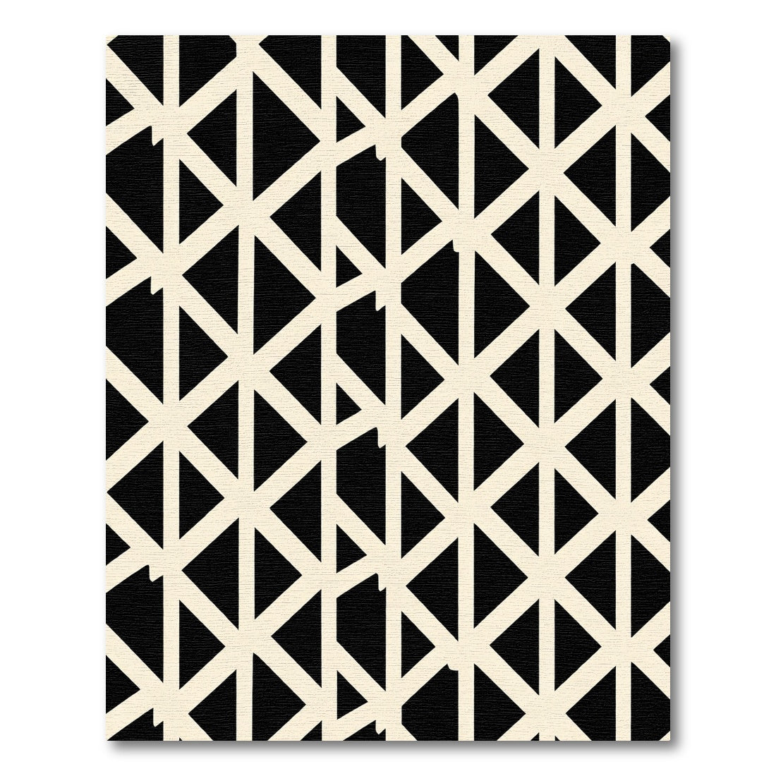 Geometric Cream and Black Triangular Interlock Rug