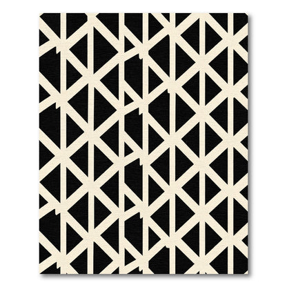 Geometric Cream and Black Triangular Interlock Rug