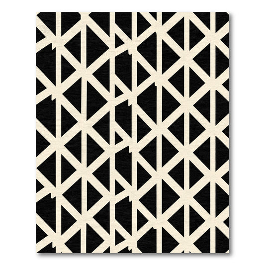 Geometric Cream and Black Triangular Interlock Rug