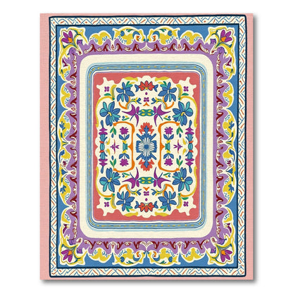 Vibrant Floral Medallion Border Rug