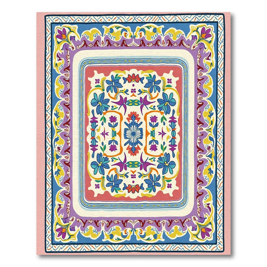 Vibrant Floral Medallion Border Rug