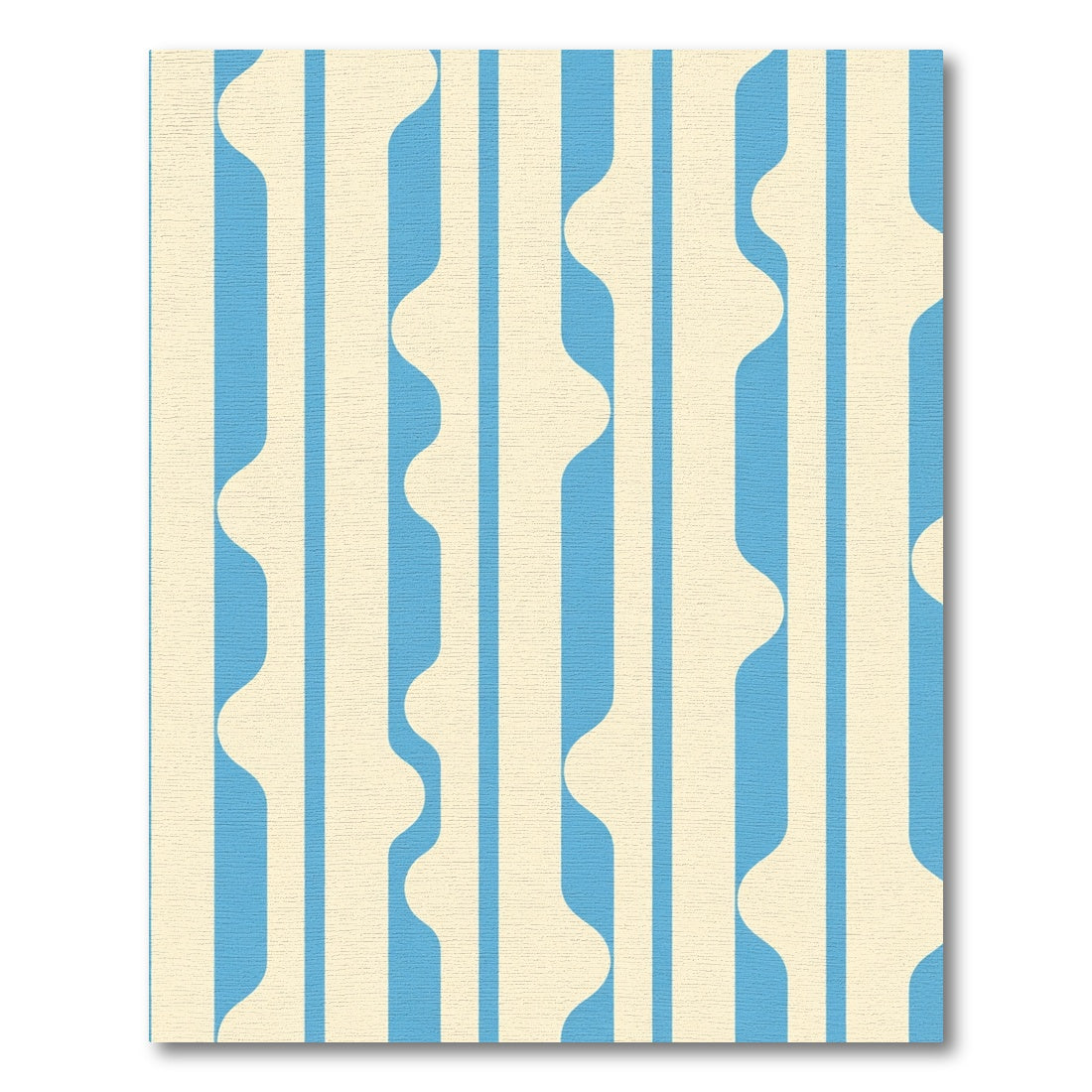 Cream Blue Vertical Wavy Stripe Rug