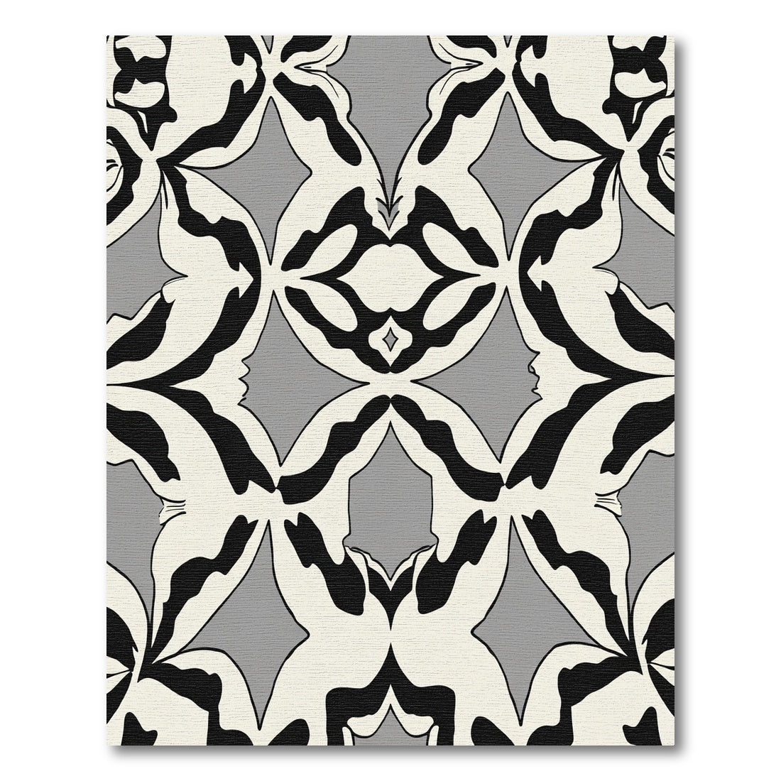 Bold Black Cream Symmetric Floral Rug