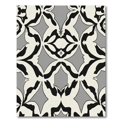 Bold Black Cream Symmetric Floral Rug