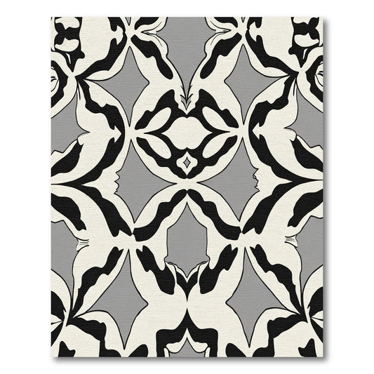 Bold Black Cream Symmetric Floral Rug