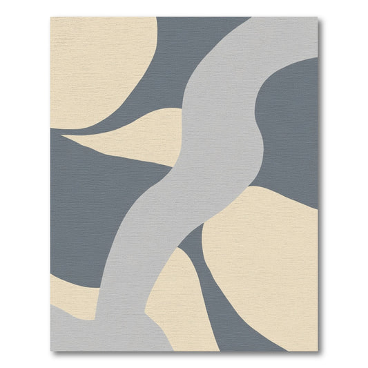 Gray Beige Curved Abstract Shapes Rug