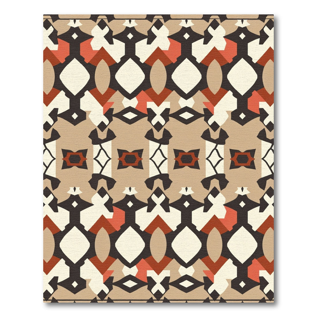 Earthy Terracotta Tribal Geometric Rug