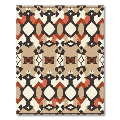 Earthy Terracotta Tribal Geometric Rug