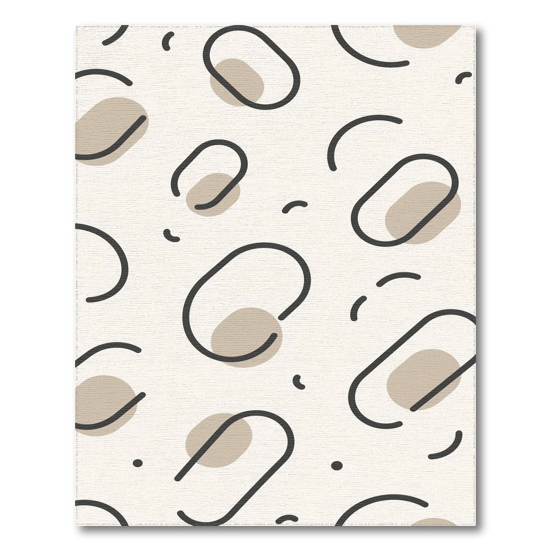 Beige and Neutral Beige Abstract Oval Area Rug