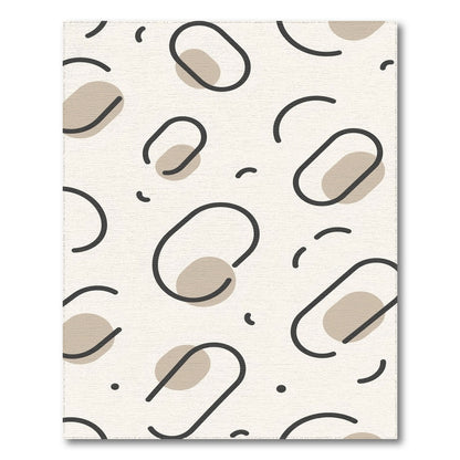 Beige and Neutral Beige Abstract Oval Area Rug