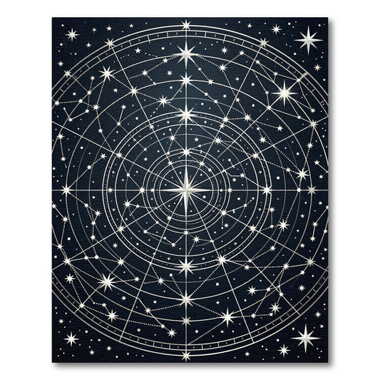 Dark Celestial Star Compass Rug