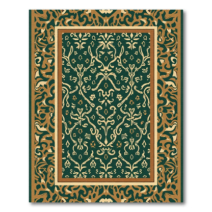 Emerald Gold Ornate Botanical Medallion Rug