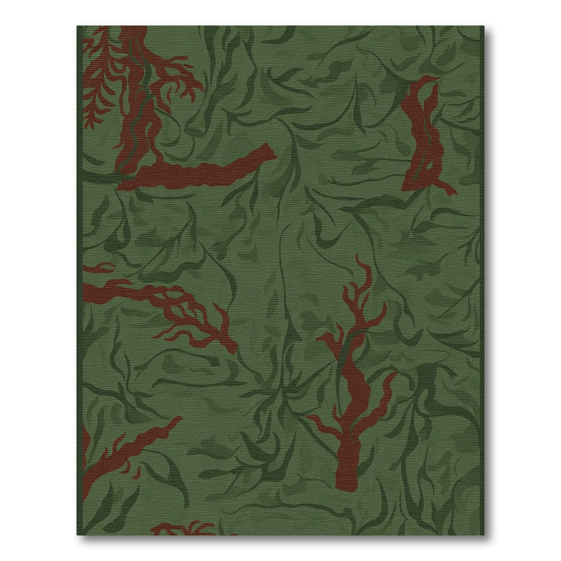 Deep Forest Red Branch Swirl Rug
