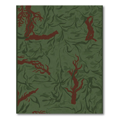 Deep Forest Red Branch Swirl Rug