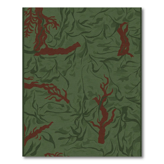 Deep Forest Red Branch Swirl Rug