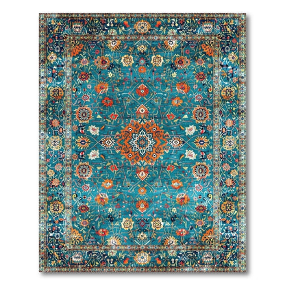 Traditional Persian Blue and Teal Floral Persian Area Rug