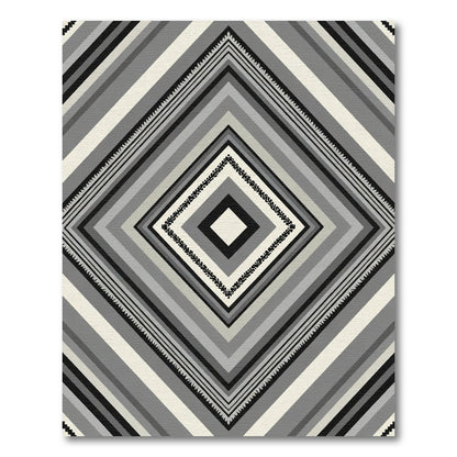 Monochrome Geometric Diamond Chevron Rug
