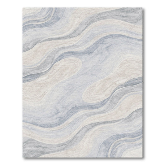 Blue Wave Abstract Area Rug