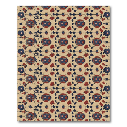 Rustic Blue Red Floral Vine Rug