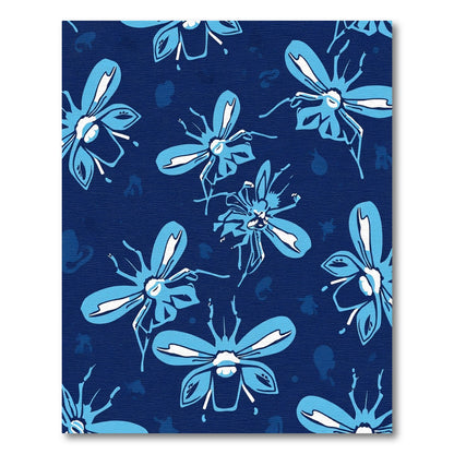 Blue Insects On Dark Blue Background Rug