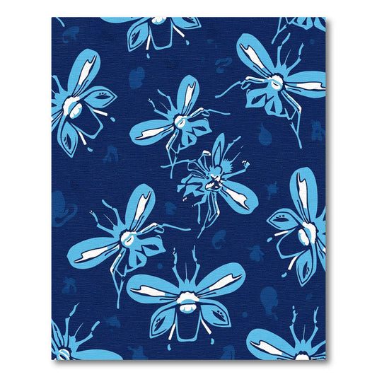 Blue Insects On Dark Blue Background Rug