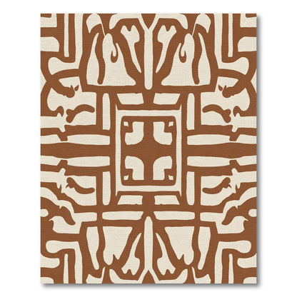 Brown Cream Abstract Organic Shapes Rug