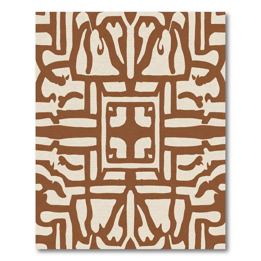 Brown Cream Abstract Organic Shapes Rug
