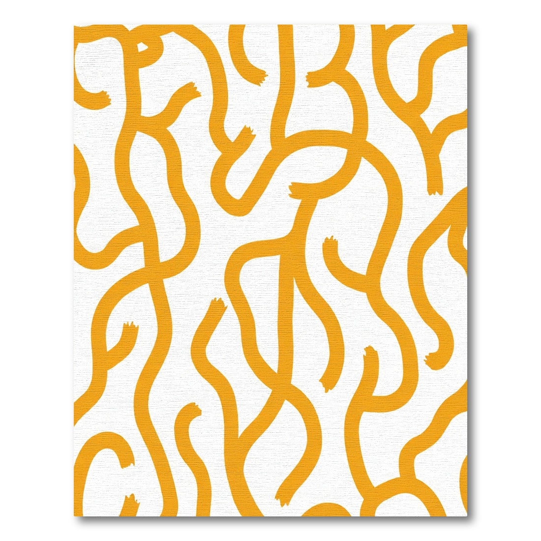 Golden Abstract Organic Lines Rug