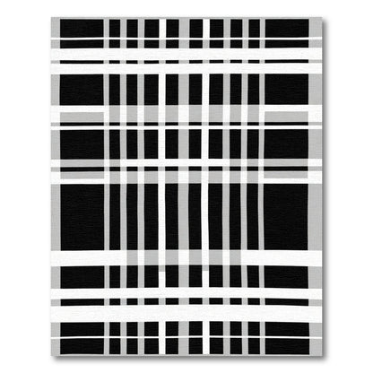 Bold Black White Grid Lines Rug