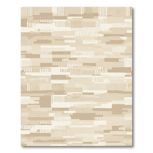 Neutral Beige Abstract Geometric Fragment Rug