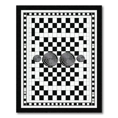 Black White Checkerboard Spiral Area Rug