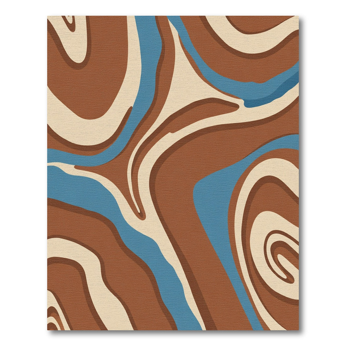 Brown Blue Cream Swirl Abstract Rug