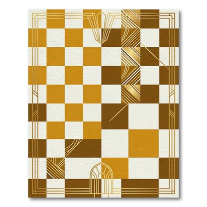 Gold Geometric Art Deco Squares Rug