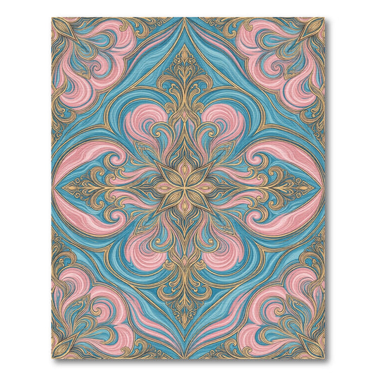 Blue Teal Pink Ornate Persian Area Rug