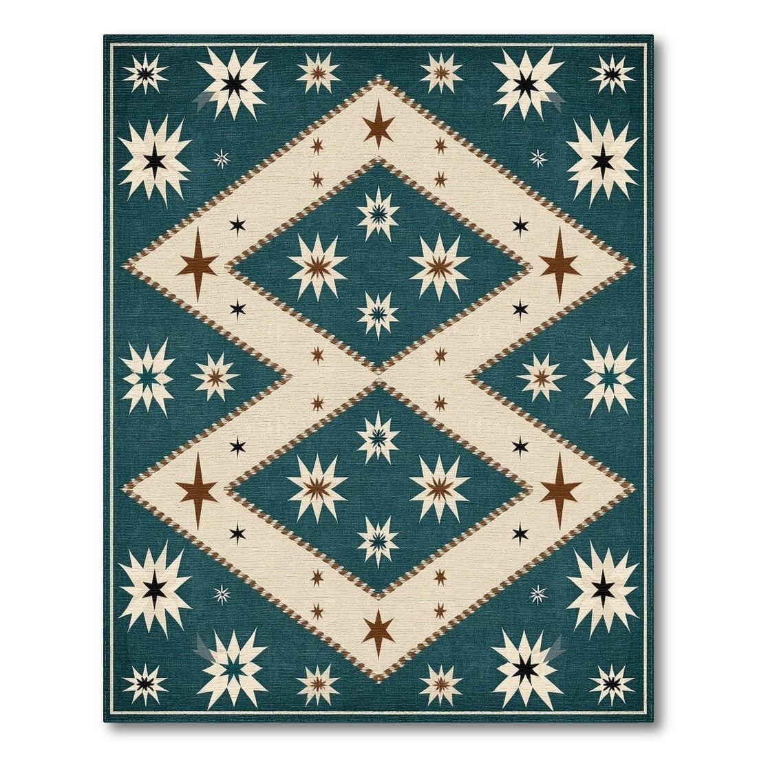 Teal Southwestern Star Diamond Area Rug